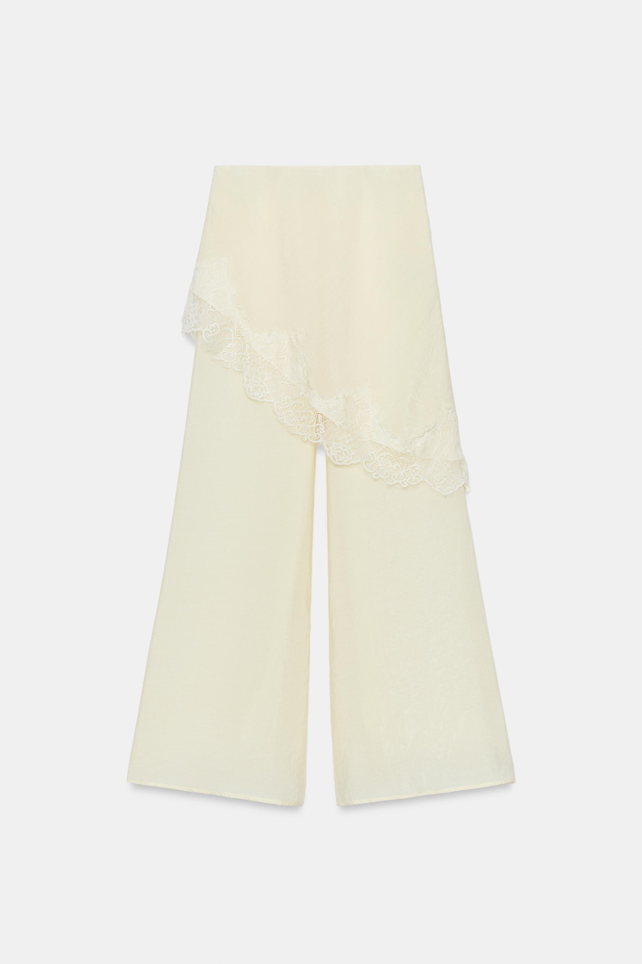 WIDE LEG PAREO PANTS WITH LACE